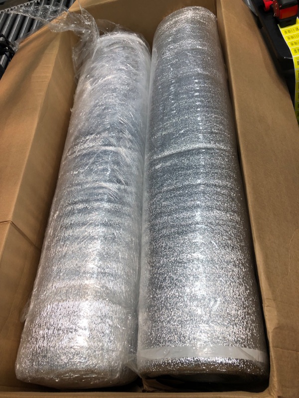 Photo 2 of **MINOR SHIPPING DAMAGE** AMERIQUE Premium 3 mm Thick Flooring Underlayment Padding with Tape & Vapor Barrier 3 in 1 Heavy Duty Foam (400SF Total, 200SF/Roll),  Silver Chrome (Pack of 2)
