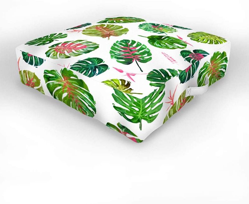 Photo 1 of **MINOR WEAR & TEAR**Society6 83 Oranges Monstera Love Indoor/Outdoor Floor Cushion, 26" x 26", Pink
