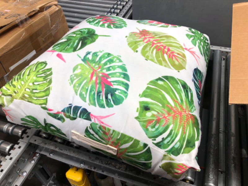 Photo 2 of **MINOR WEAR & TEAR**Society6 83 Oranges Monstera Love Indoor/Outdoor Floor Cushion, 26" x 26", Pink
