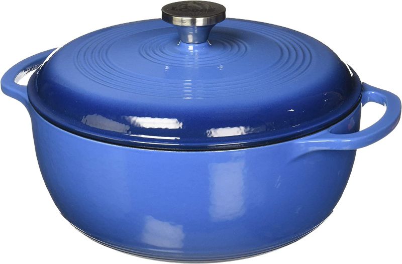 Photo 1 of *DAMAGED*  Lodge Dutch Oven 6 Qt. Cast Iron Blue
