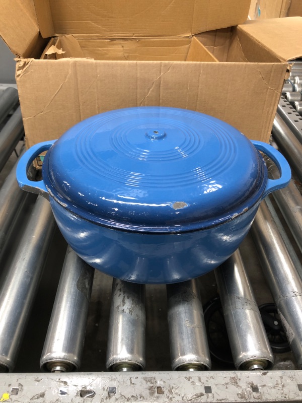 Photo 3 of *DAMAGED*  Lodge Dutch Oven 6 Qt. Cast Iron Blue
