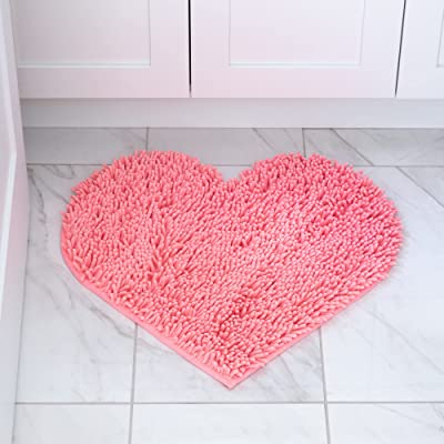 Photo 1 of Heart Shaped Bath Mats, 24 inches, Non-Slip mat, Soft & Cozy, Shaggy Durable Thick Rug,