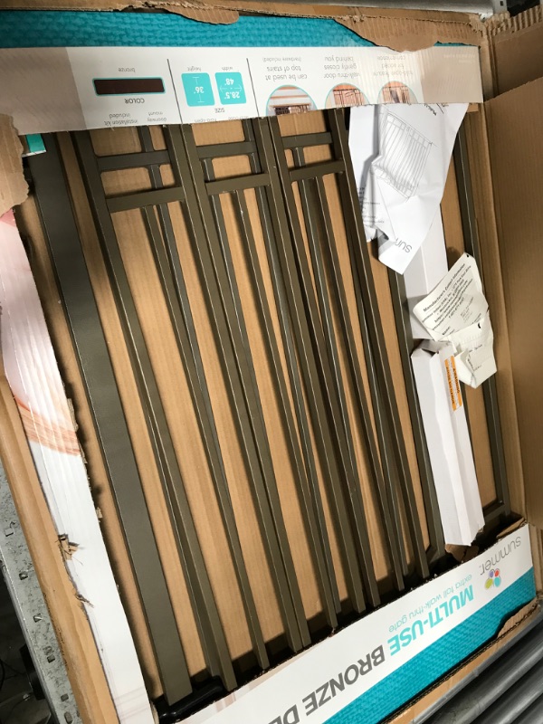 Photo 2 of box has been opened
Summer Multi-Use Decorative Extra Tall Walk-Thru Baby Gate, Metal, Bronze Finish - 36” Tall, Fits Openings up to 28.5” to 48” Wide, Baby and Pet Gate for Doorways and Stairways 36" Tall, 28.5 - 48.0" Wide Bronze