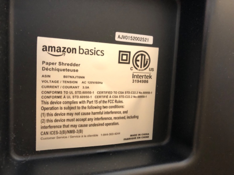 Photo 2 of Amazon Basics 150 Sheet Autofeed Micro Cut Paper Shredder, Black