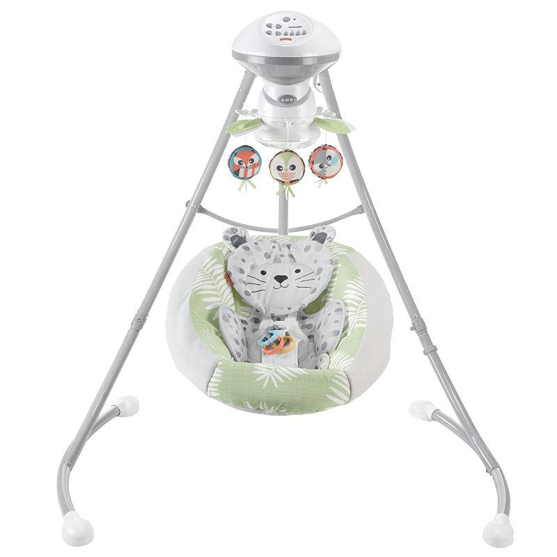 Photo 1 of ?Fisher-Price Snow Leopard Baby Swing, Dual-Motion Newborn Seat with Music, Sounds, and Motorized Mobile
