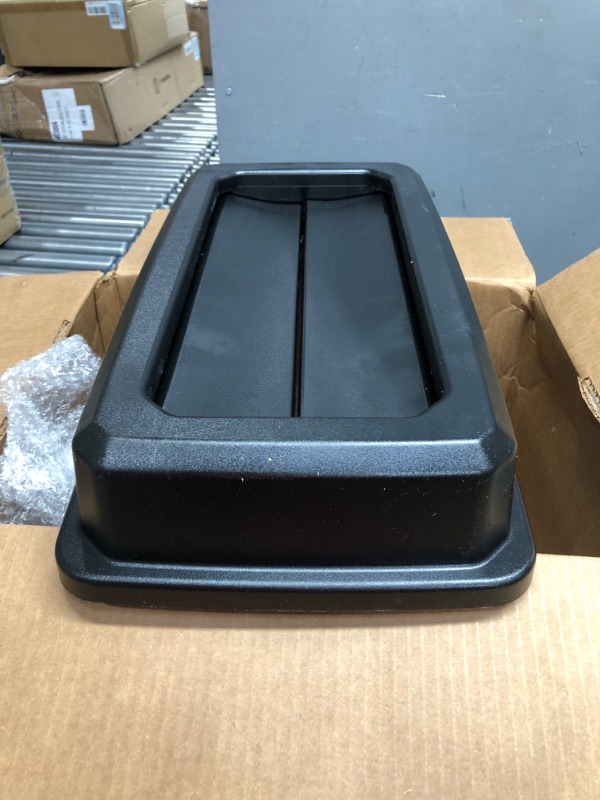 Photo 2 of  Commercial Resin Lid with Double Flip Top for 23 Gallon Slim Trash Cans, Black
