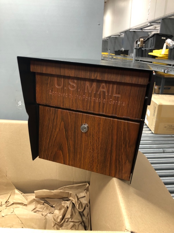 Photo 3 of 
Mail Boss Curbside, Wood Grain 7510 Mail Manager Locking Security Mailbox , Black