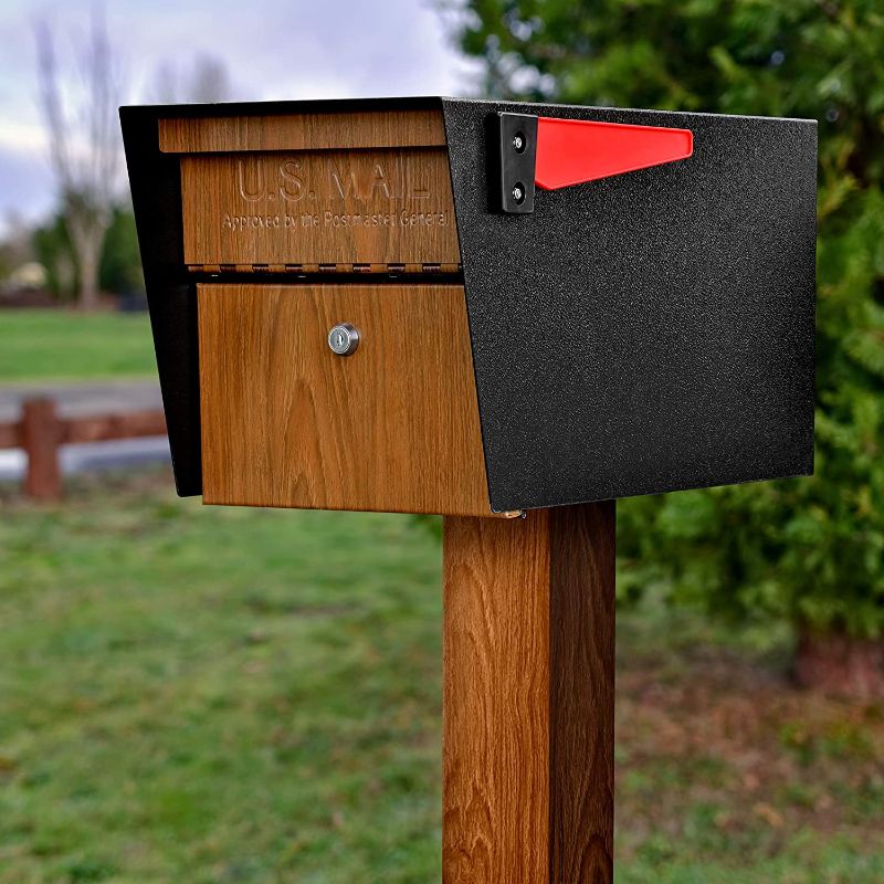 Photo 1 of 
Mail Boss Curbside, Wood Grain 7510 Mail Manager Locking Security Mailbox , Black