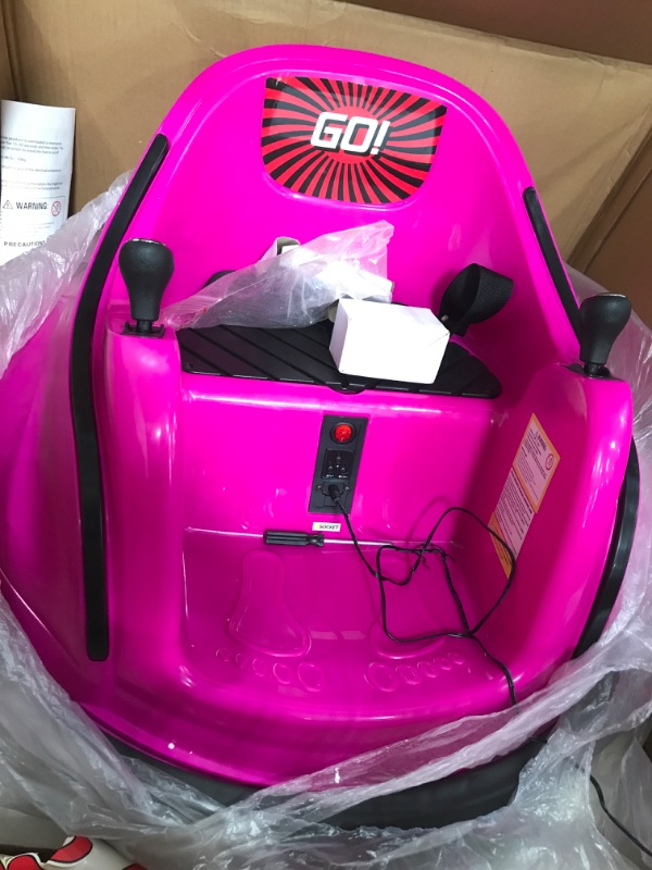 Photo 2 of ***NOT FUNCTIONAL***The Bubble Factory Electric Kids Bumper car in Pink with Light and Music Including Remote Control and Extra Sticker Set to Customize The Bumper car.