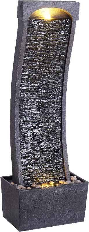 Photo 1 of *NOT FUNCTIONAL*Teamson Home Indoor/Outdoor Stone Waterfall Water Fountain with LED Lights for Garden Patio and Deck, Gray, 13 x 8 x 38.85
