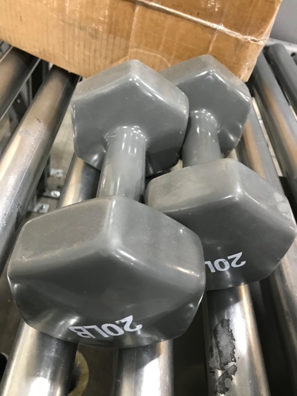 Photo 2 of Amazon Basics Vinyl Coated Hand Weight Dumbbell Pair, Set of 2 20LBS
