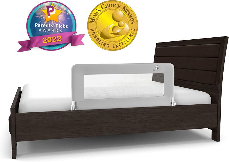 Photo 1 of ComfyBumpy Toddler Bed Rail Guard for Kids Twin, Double, Full Size Queen & King Mattress - Bedrail for Toddlers - Fit for Slats & Boxspring - Children & Baby Bed Rails (Grey Reg)