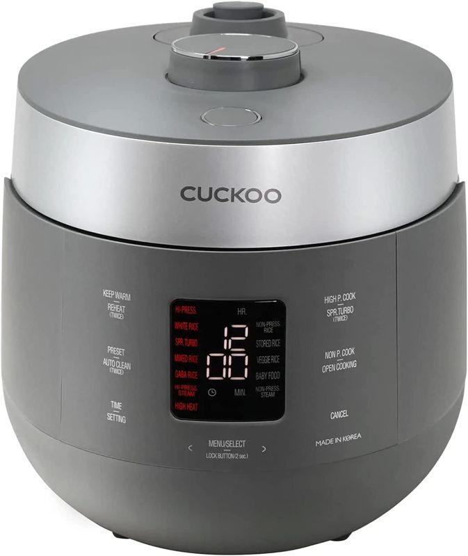 Photo 1 of CUCKOO CRP-ST1009F | 10-Cup (Uncooked) Twin Pressure Rice Cooker & Warmer | 12 Menu Options: High/Non-Pressure Steam & More, Made in Korea, Gray
