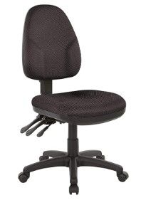 Photo 1 of Office Star Ergonomic Dual Function Office Task Chair with Adjustable Padded Back and Built-in Lumbar Support, Armless, Diamond Jet Fabric