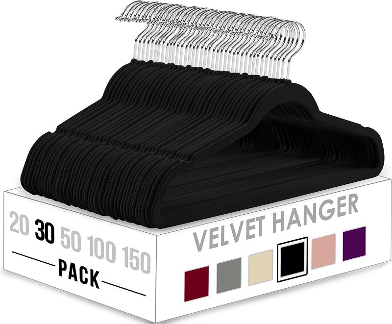 Photo 1 of Utopia Home Premium Velvet Hangers 30 Pack - Non-Slip Clothes Hangers - Black Hangers - Suit Hangers with 360 Degree Rotatable Hook - Heavy Duty Coat Hangers