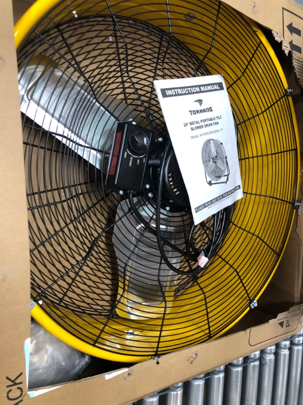 Photo 2 of **MINOR DAMAGE**   Tornado - 24 Inch Industrial Grade UL Safety Listed High Velocity Air Movement Heavy Duty Drum Fan - 3 Speed Air Circulator Fan - Industrial, Commercial, Residential, and Greenhouse Use