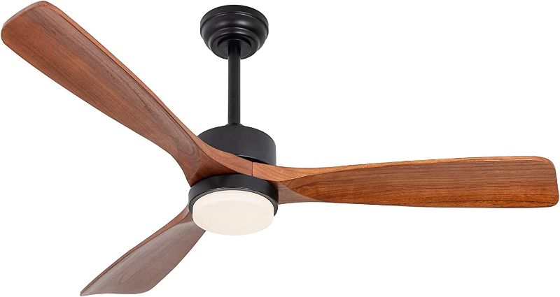 Photo 1 of 52” Modern Ceiling Fans with Lights Remote Control Indoor Outdoor LED Ceiling Fan for Farmhouse Bedroom and Kitchen (Wood)