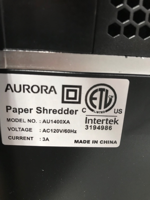 Photo 4 of Aurora JamFree 14-Sheet Crosscut-Cut Paper / CD / Credit Card Shredder with Pull-Out Wastebasket