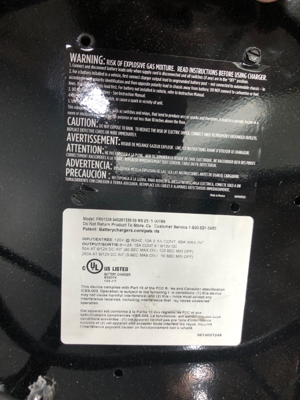 Photo 1 of Schumacher FR01336 Battery Charger with Engine Starter Boost, and Maintainer - 250 Amp/50 Amp, 6V/12V - for Cars, Trucks, SUVs, Marine, RVs, and Farm Equipment
Style:Newer Version