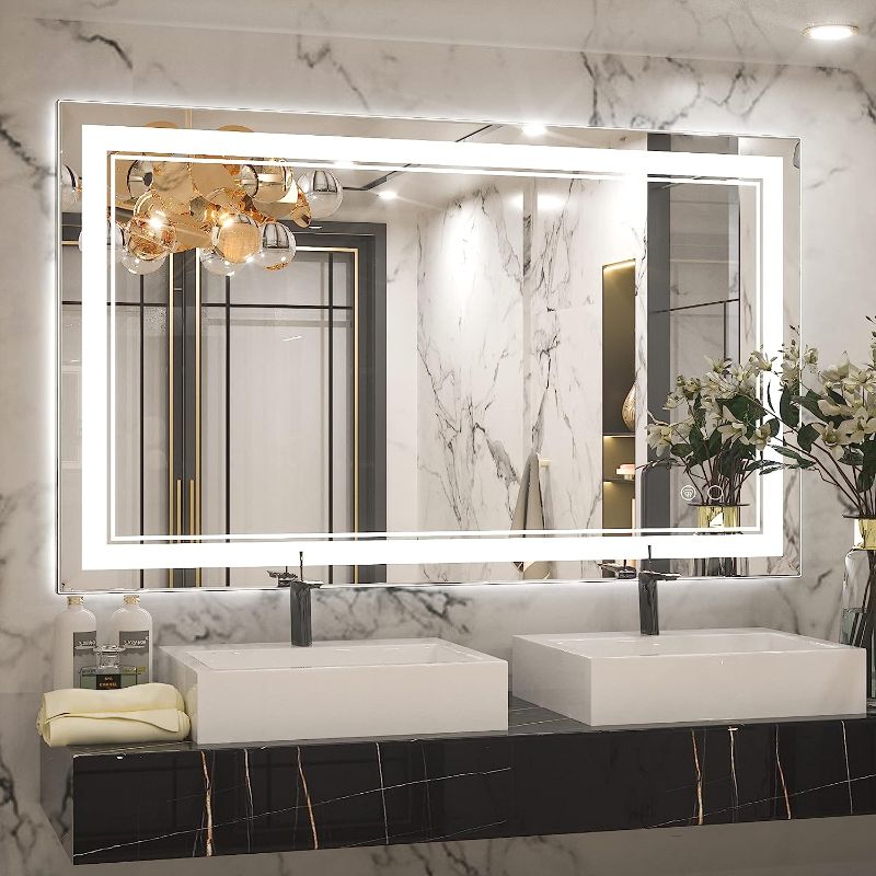 Photo 1 of 
Keonjinn LED Bathroom Mirror with Lights, 40 x 24 Inch Front Lighted Vanity Mirror, Wall Mounted Anti-Fog Memory Brightness Dimmable Makeup IP54,...
Size:40x24