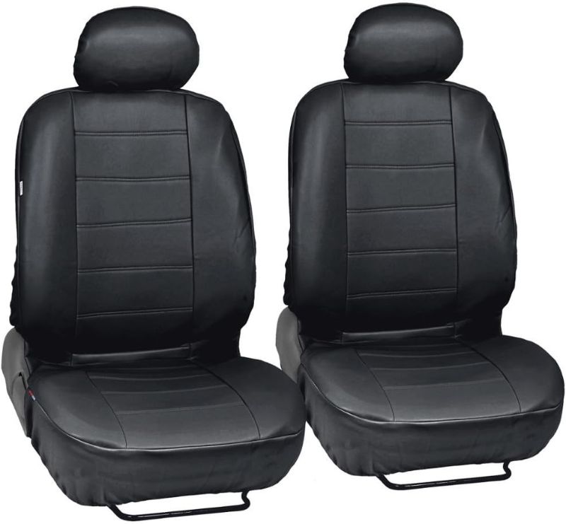 Photo 1 of 
Item Different than Stock Photo******Black Synthetic Leather Seat Covers Front Pair Set of 2 - Premium Leatherette