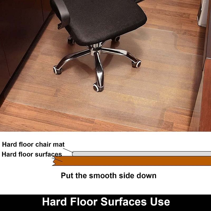 Photo 1 of AiBOB Office Chair Mat for Hardwood Floors, 45 X 53 in, Heavy Duty Floor Mats for Computer Desk, Easy Glide for Chairs, Flat Without Curling, Clear