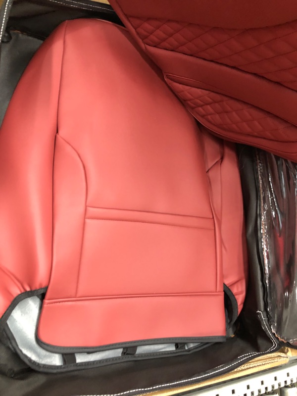 Photo 3 of Coverado Leather Seat Covers, Waterproof Luxury Leatherette Car Seat Cushions for Front Seats 2PCS, Stylish Seat Protectors Auto Accessories Universal Fit Most Sedans, SUVs and Trucks, Red Red FrontPair