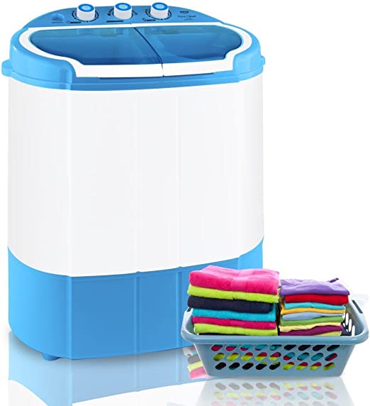 Photo 1 of (minor damge))Pyle Portable Washer & Spin Dryer, Mini Washing Machine, Twin Tubs, Spin Cycle w/ Hose, 11lbs. Capacity, 110V - Ideal For Compact Laundry