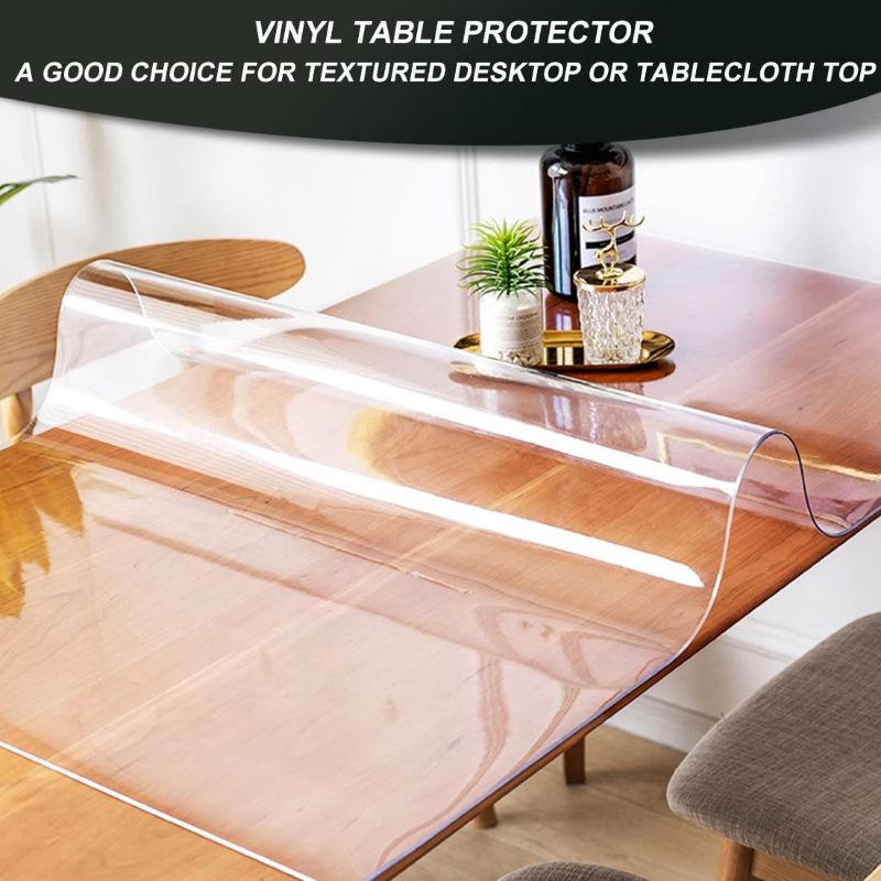 Photo 1 of Multi-Size 1.5mm Thick Clear PVC Table Cover Protector Oblong Rectangular Plastic Table Cover Desk Pad Mat Office Computer Sofa Party Buffet Table Laptop Desk Protector Mat Waterproof 22x60" or 58"
