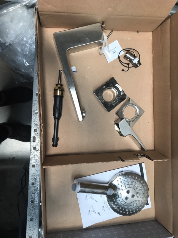 Photo 4 of ***MISSING PARTS***hansgrohe Metropol Modern 1-Handle 13-inch Wide Roman Tub Filler Freestanding Bathtub Faucetand Shower Set in Brushed Nickel, 74554821
