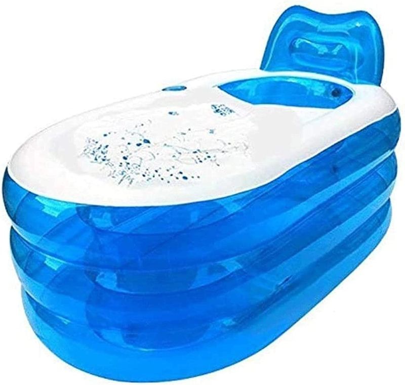 Photo 1 of ??100 Portable Bathtub Adult No-silp Inflatable Bathtub, Foldable Thickened Adult Tub Massage Spa Bath Tub Transparent Bath Barrel with Manual Air Pump Soaking