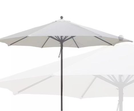 Photo 1 of 12 ft. Brown Pole Market Pulley and Pin lift Outdoor Patio Umbrella in White