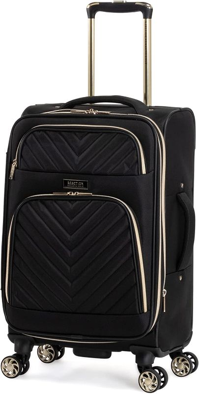 Photo 1 of Kenneth Cole Reaction Women's Chelsea Luggage Chevron Softside 8-Wheel Spinner Expandable Suitcase, Black, 20-Inch Carry On
