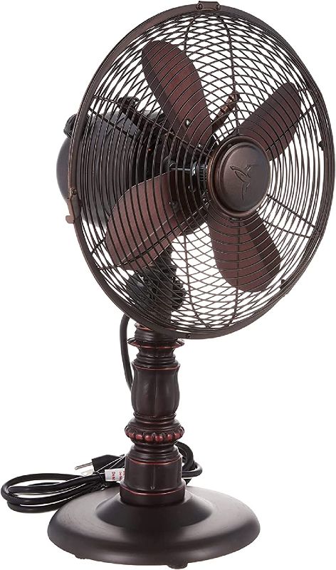 Photo 1 of DecoBREEZE Oscillating Table Fan, 3 Speed Portable Fan, Kipling, Antique Metal Fan, 10 inches
