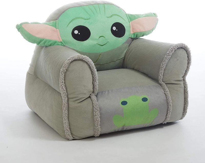 Photo 1 of Idea Nuova Figural Sherpa Trim Bean Bag Chair, Polyester,Star Wars Grogu Small
