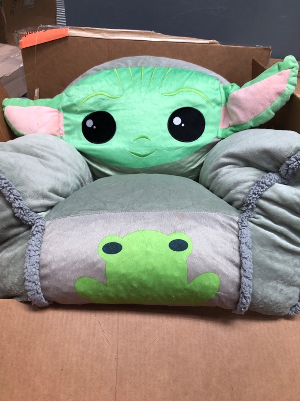 Photo 1 of Idea Nuova Figural Sherpa Trim Bean Bag Chair, Polyester,Star Wars Grogu Small
