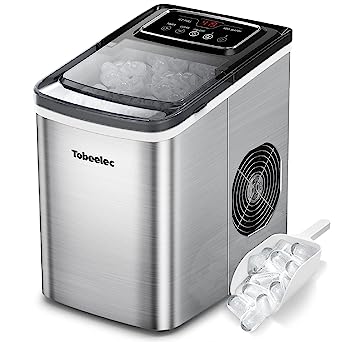 Photo 1 of Portable Ice Maker Machine Countertop, TOBEELEC 2.1L Electric Ice Maker with Touch LCD Display, Self-Cleaning Function, 9 Ice Cubes Ready in 7 Mins, 26lbs/24H, Ice Basket & Scoop for Home, Bar, Party
