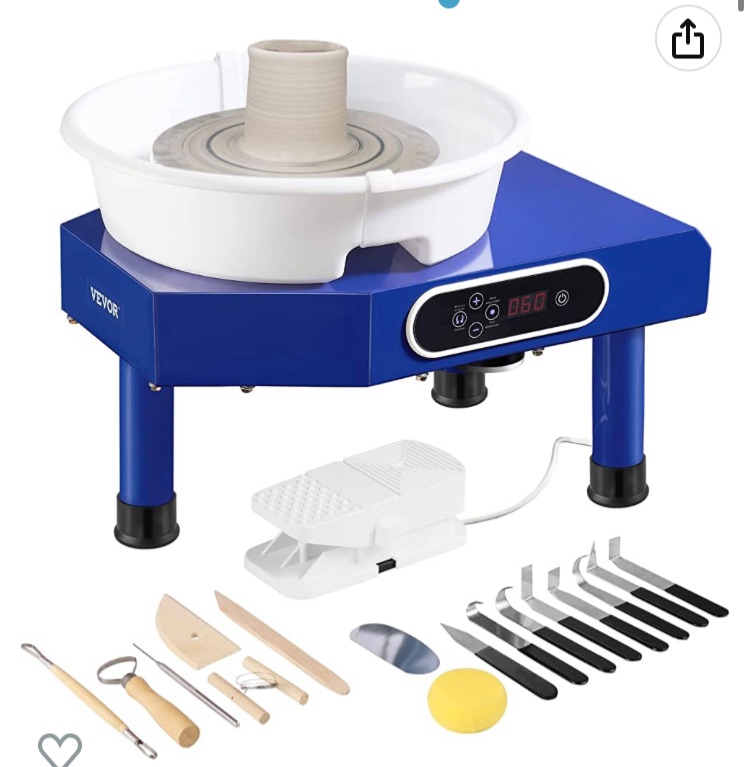 Photo 1 of VEVOR Pottery Wheel, 10in Ceramic Wheel Forming Machine, Adjustable 0-300RPM Speed Manual LCD Panel, Foot Pedal ABS Detachable Basin, Sculpting Tool Apron Accessory Kit for Work Art Craft DIY