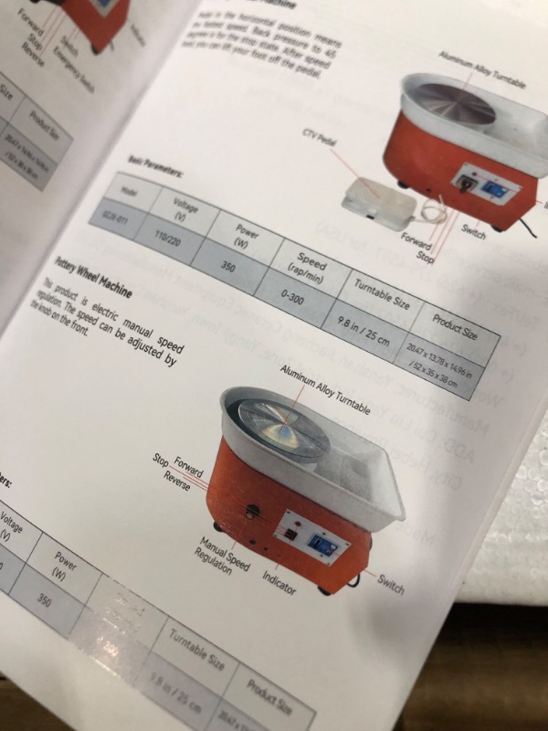 Photo 1 of VEVOR Pottery Wheel, 10in Ceramic Wheel Forming Machine, Adjustable 0-300RPM Speed Manual LCD Panel, Foot Pedal ABS Detachable Basin, Sculpting Tool Apron Accessory Kit for Work Art Craft DIY