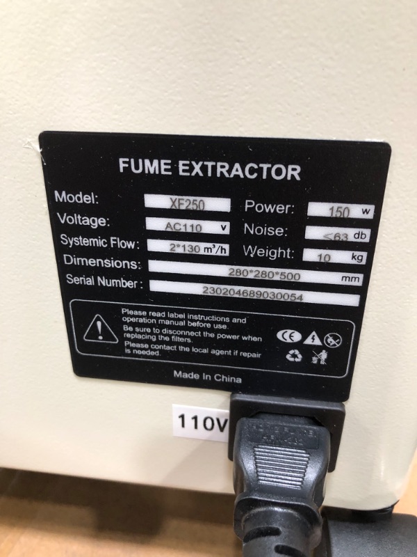 Photo 2 of ** ONLY THE TWO TUBE ONE** XF-250 3-STAGE FILTER FUME EXTRACTOR/AIR PURIFIER FOR FIBER & CO2 MACHINES
