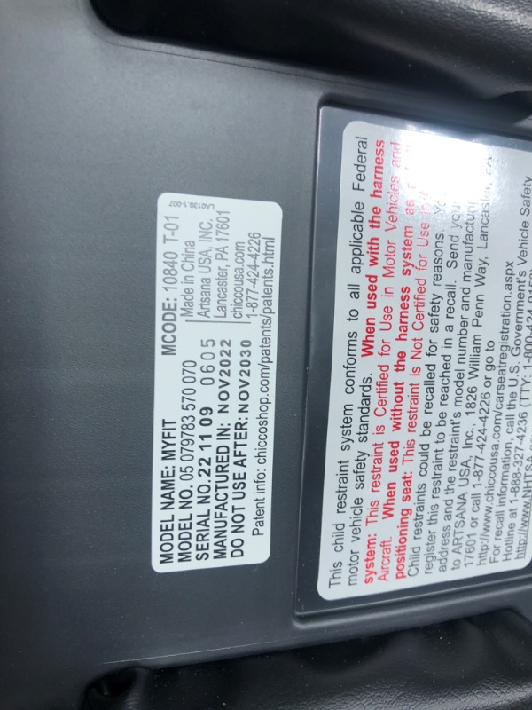 Photo 4 of Chicco MyFit Harness + Booster Car Seat, 5-Point Harness Car Seat and High Back Booster Seat, for Children 25-100 lbs. | Atmosphere/Black Atmosphere MyFit