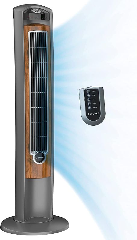 Photo 1 of **MISSING HARDWARE TO ATTACH FAN TO BASE***
Lasko Wind Curve Portable Electric 42" Oscillating Tower Fan with Fresh Air Ionizer, Timer and Remote Control for Indoor, Bedroom and Home Office Use, Silverwood 2554
