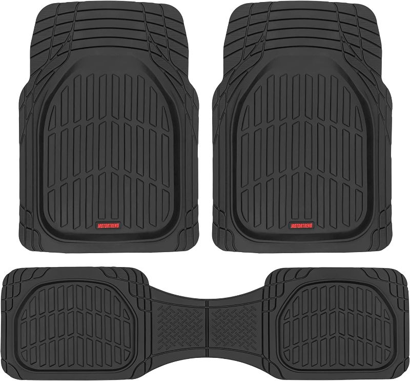 Photo 1 of **VEHICLE COMPATIBILITY UNKNOWN***
Motor Trend FlexTough Floor Mats for Cars, Black Deep Dish All-Weather Car Mats, Waterproof Trim-To Fit Automotive Floor Mats for Cars Trucks SUV, Universal Floor Liner Car Accessories
