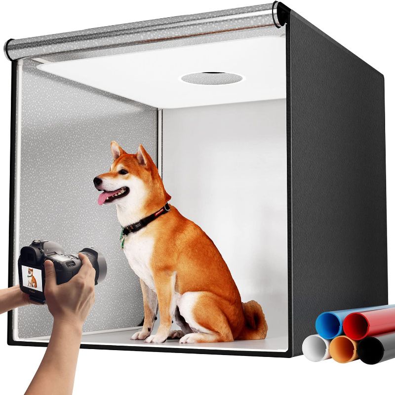 Photo 1 of *STOCK PHOTO IS JUST A REFERENCE* Photo Studio Light Box for Photography: Takerers 24X24  Inch 210 LED Large Lightbox for Product with 3 Stepless Dimming Light Panel, Professional Photo Background Shooting Tent with 5 Color Backdrops
