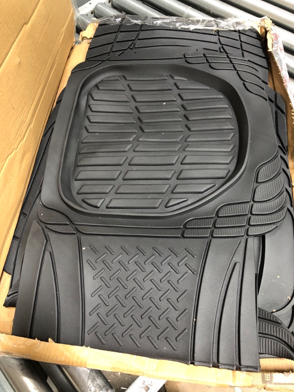 Photo 3 of Motor Trend - MT-923-BK 923-BK Black FlexTough Contour Liners-Deep Dish Heavy Duty Rubber Floor Mats for Car SUV Truck & Van-All Weather Protection, Universal Trim to Fit Full Set Black