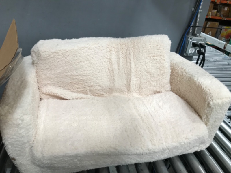 Photo 1 of Delta Children Cozee Flip-Out Sherpa 2-in-1 Convertible Sofa to Lounger for Kids, Cream