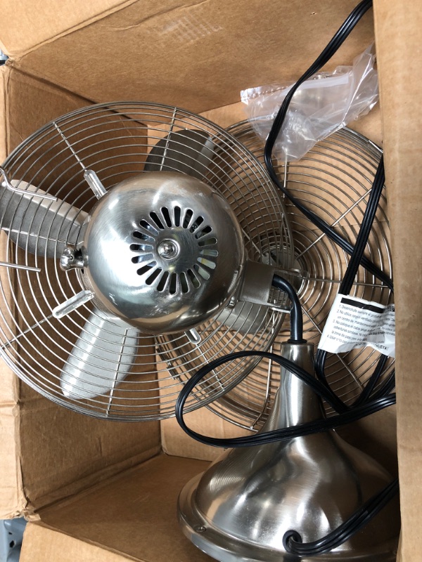 Photo 2 of *NONFUNCTIONAL** HUNTER 90400z All Metal Retro Table Fan - Powerful 3 Speeds and Smooth Oscillation, 12", Brushed Nickel
