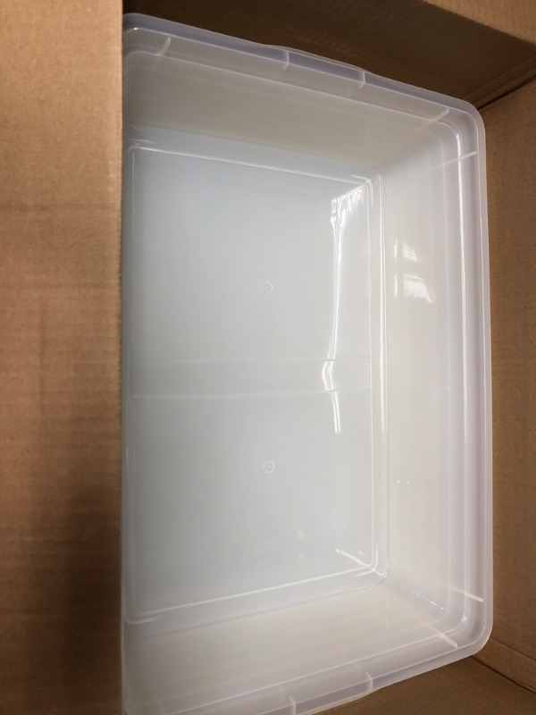 Photo 6 of ***SHIPPING DAMAGE***
IRIS USA 28 Qt. Plastic Storage Container Bin with Latching Lid, Stackable Nestable Shoe Box Tote Shoebox Closet Organization School Art Supplies - Clear, 6 Pack
