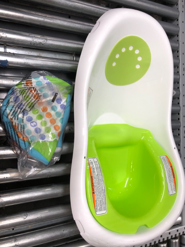 Photo 5 of Fisher-Price Baby Bath Tub, 4-in-1 Newborn to Toddler Tub with Infant Seat Bath Toys and Sling ‘n Seat Tub, Green Green - Frustration Free Package