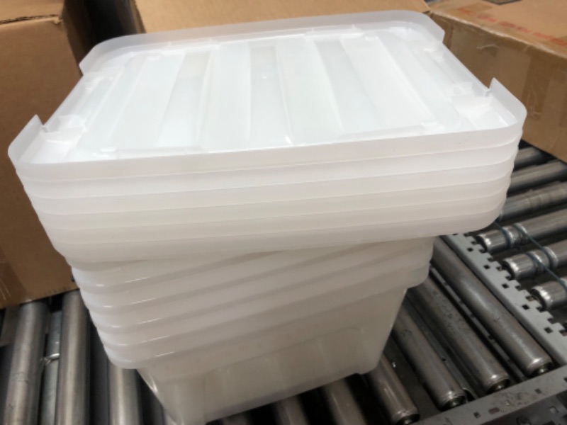 Photo 4 of ***SEE NOTES**

IRIS USA 19 Qt. Plastic Storage Bin Tote Organizing Container with Durable Lid and Secure Latching Buckles, 6 Pack, Stackable and Nestable, Pearl with Black Buckle c) 19 Qt. - 6 Pack